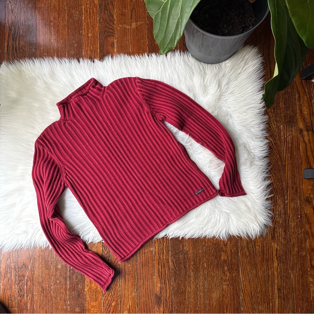 90s Levis Red Sweater Ribbed Mock Neck